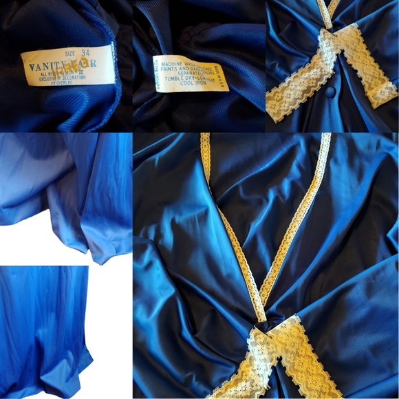Vintage Vanity Fair Nylon Blue Dressing Gown Robe Nightgown Duster - Size 34 - Picture 16 of 16
